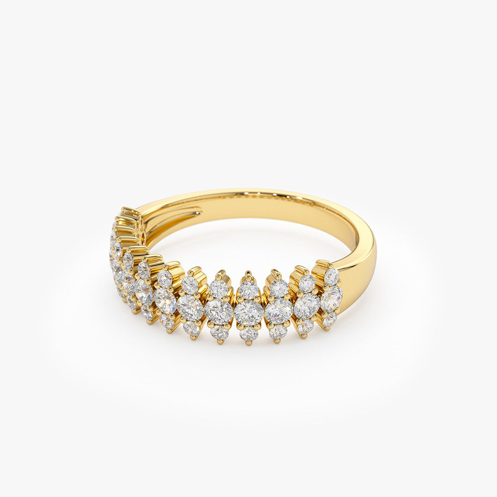 14k Half Eternity Round Diamond Spike Ring - GeumJewels