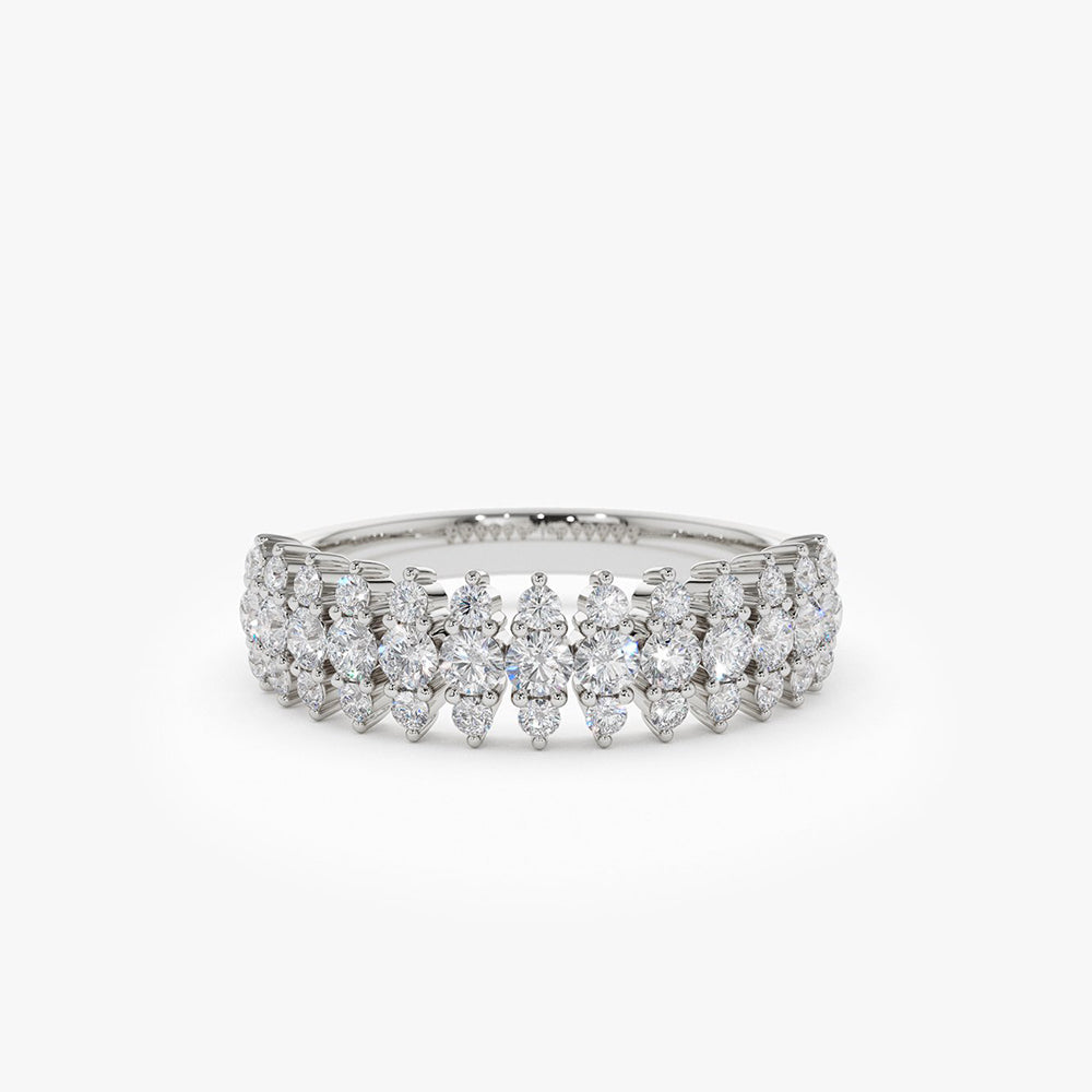 14k Half Eternity Round Diamond Spike Ring - GeumJewels