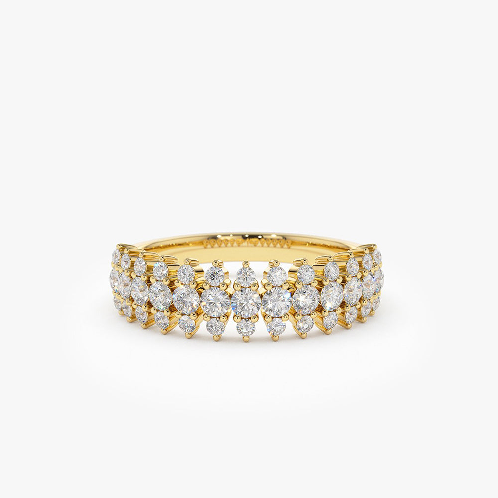 14k Half Eternity Round Diamond Spike Ring - GeumJewels