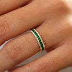 14k  Half Eternity Square Emerald Anniversary Ring - GeumJewels