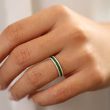 14k  Half Eternity Square Emerald Anniversary Ring - GeumJewels