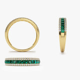 14k  Half Eternity Square Emerald Anniversary Ring - GeumJewels