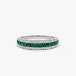 14k  Half Eternity Square Emerald Anniversary Ring - GeumJewels