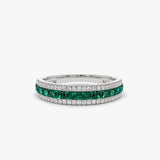 14k  Half Eternity Square Emerald Anniversary Ring - GeumJewels