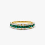 14k  Half Eternity Square Emerald Anniversary Ring - GeumJewels