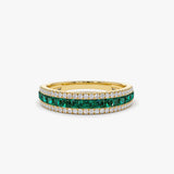 14k  Half Eternity Square Emerald Anniversary Ring - GeumJewels