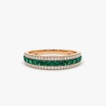 14k  Half Eternity Square Emerald Anniversary Ring - GeumJewels