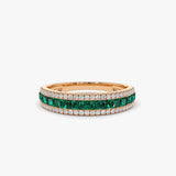 14k  Half Eternity Square Emerald Anniversary Ring - GeumJewels