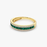 14k  Half Eternity Square Emerald Anniversary Ring - GeumJewels