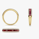 14k Half Eternity Square Ruby Anniversary Ring - GeumJewels
