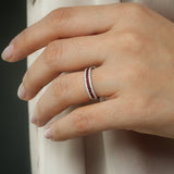 14k Half Eternity Square Ruby Anniversary Ring - GeumJewels