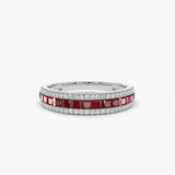 14k Half Eternity Square Ruby Anniversary Ring - GeumJewels