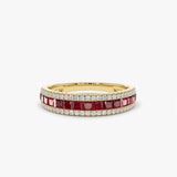 14k Half Eternity Square Ruby Anniversary Ring - GeumJewels