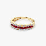 14k Half Eternity Square Ruby Anniversary Ring - GeumJewels