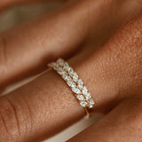 14k Half Eternity Two Rows Marquise Diamond Band - GeumJewels