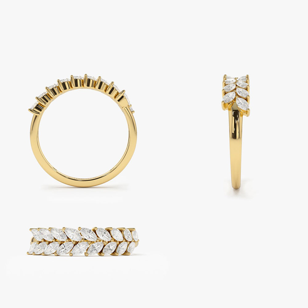 14k Half Eternity Two Rows Marquise Diamond Band - GeumJewels