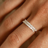 14k Half Eternity Two Rows Marquise Diamond Band - GeumJewels
