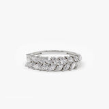 14k Half Eternity Two Rows Marquise Diamond Band - GeumJewels