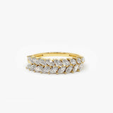 14k Half Eternity Two Rows Marquise Diamond Band - GeumJewels