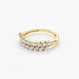 14k Half Eternity Two Rows Marquise Diamond Band - GeumJewels