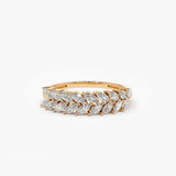 14k Half Eternity Two Rows Marquise Diamond Band - GeumJewels