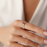 14k Heart Shape Ruby Beveled Ring - GeumJewels