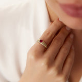 14k Heart Shape Ruby Beveled Ring - GeumJewels