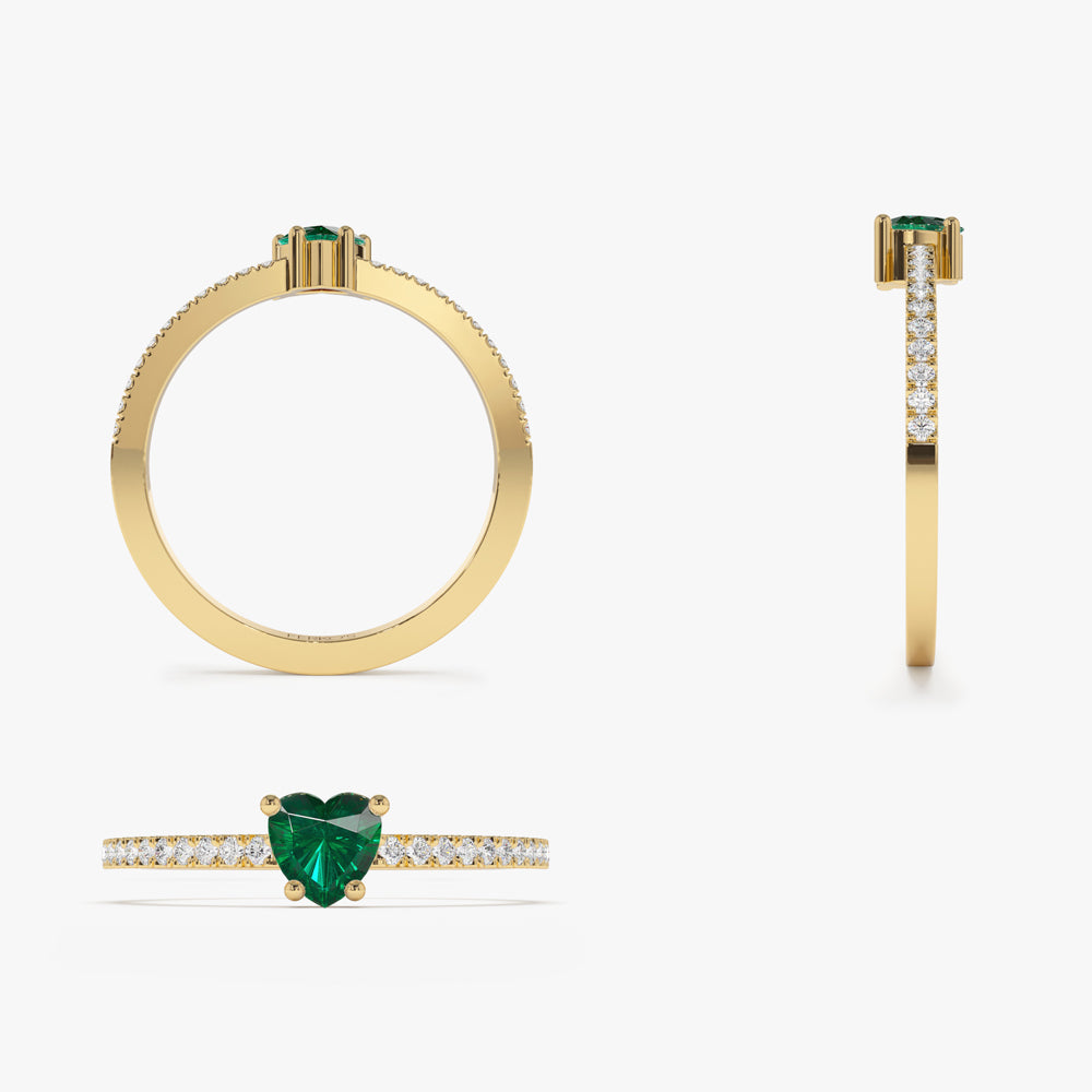 14k Heart-Shaped Emerald Ring - GeumJewels