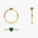 14k Heart-Shaped Emerald Ring - GeumJewels