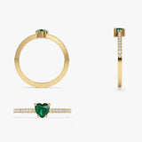 14k Heart-Shaped Emerald Ring - GeumJewels