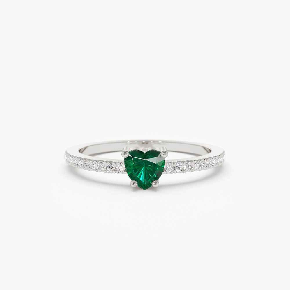 14k Heart-Shaped Emerald Ring - GeumJewels