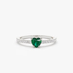 14k Heart-Shaped Emerald Ring - GeumJewels