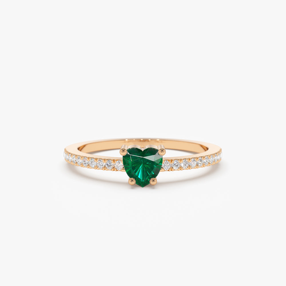 14k Heart-Shaped Emerald Ring - GeumJewels
