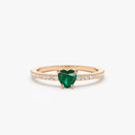14k Heart-Shaped Emerald Ring - GeumJewels