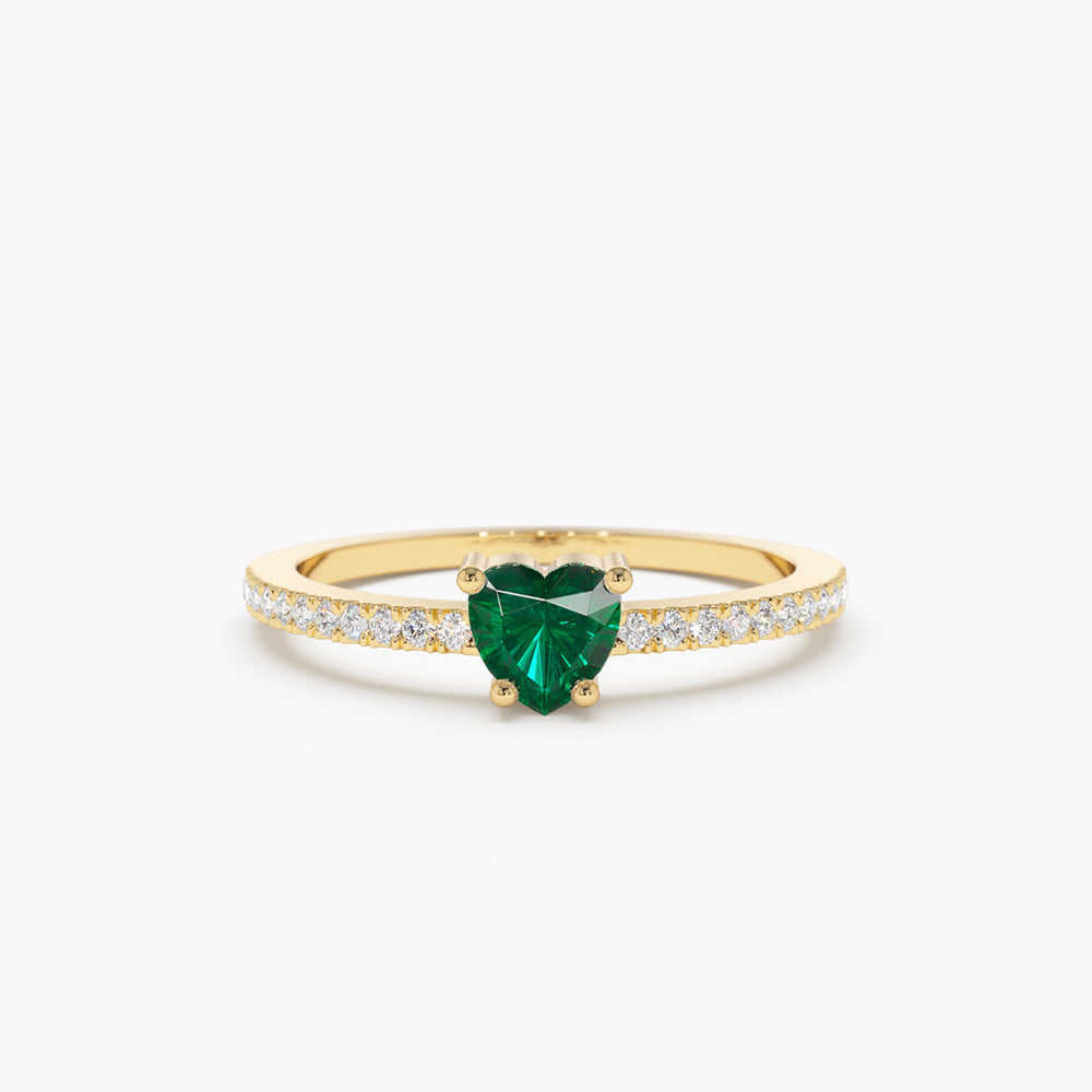 14k Heart-Shaped Emerald Ring - GeumJewels