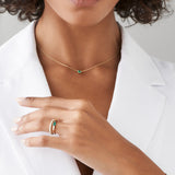 14K Horizontal Marquise Shape Natural Emerald Ring - GeumJewels