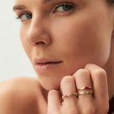 14K Horizontal Marquise Shape Natural Ruby Ring - GeumJewels