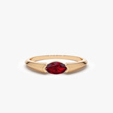 14K Horizontal Marquise Shape Natural Ruby Ring - GeumJewels