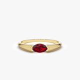 14K Horizontal Marquise Shape Natural Ruby Ring - GeumJewels