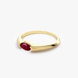 14K Horizontal Marquise Shape Natural Ruby Ring - GeumJewels