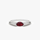 14K Horizontal Marquise Shape Natural Ruby Ring - GeumJewels