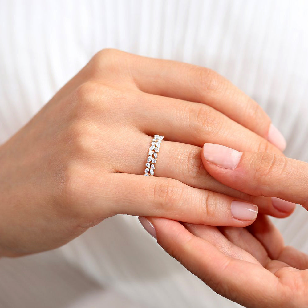 14K Marquise Baguette and Round Diamond Anniversary Band - GeumJewels