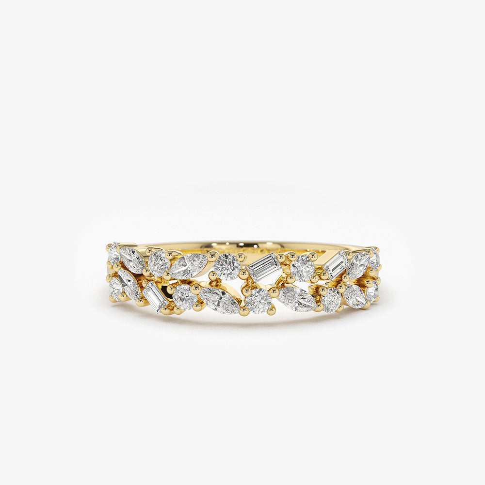 14K Marquise Baguette and Round Diamond Anniversary Band - GeumJewels