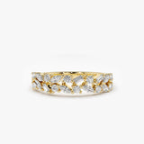 14K Marquise Baguette and Round Diamond Anniversary Band - GeumJewels