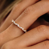 14k Marquise Cluster Stackable Wedding Ring - GeumJewels