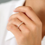 14k Marquise Cluster Stackable Wedding Ring - GeumJewels