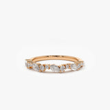 14k Marquise Cluster Stackable Wedding Ring - GeumJewels