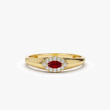 14k Marquise Ruby Ring in Halo Setting - GeumJewels