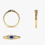 14k Marquise Sapphire Ring in Halo Setting - GeumJewels