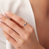 14k Marquise Sapphire Ring in Halo Setting - GeumJewels
